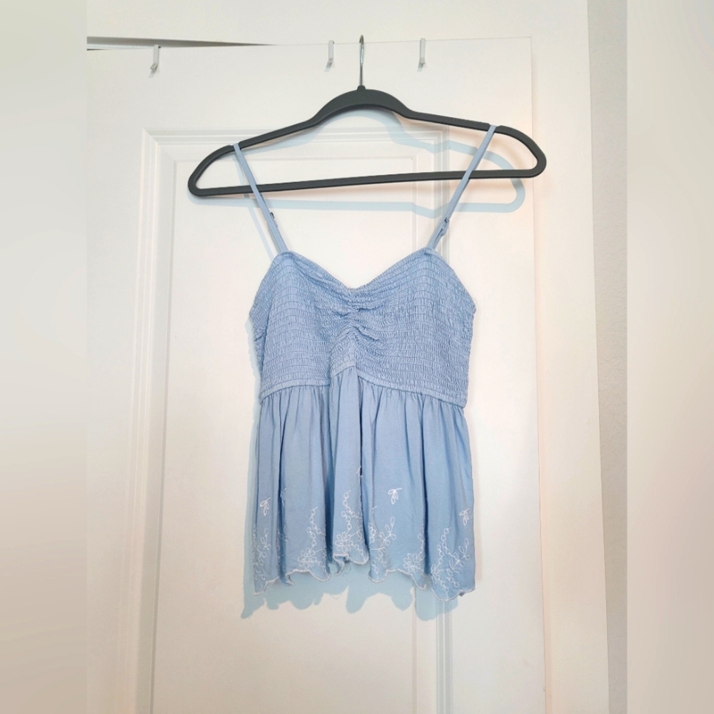 Japna Light Blue Women's Peplum Top Medium